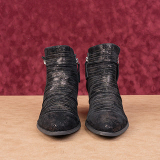 David Tate Women Bellview Western Metallic Undertone Zip Ankle Boots sz 10