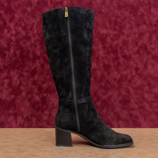 Naturalizer Women Sterling Black Suede Wide Calf Riding Buckle Knee Boots sz 7