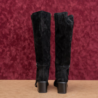 Naturalizer Women Sterling Black Suede Wide Calf Riding Buckle Knee Boots sz 7