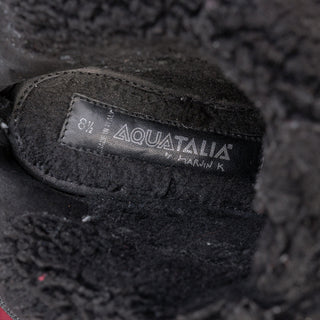Aquatalia Women Perdi Plush Lining Waterproof Black Suede Fashion Boots sz 8.5
