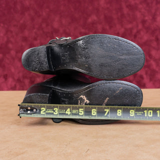 Frye Women Malor Black Leather Western Belted Fashion Knee Boots sz 7.5