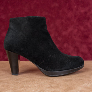 La Canadienne Women Black Suede Waterproof Fashion Dressy Ankle Heel Boots sz 8