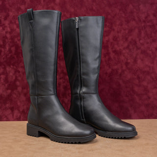Blondo Women Waterproof Black Leather Comfortable Lug Riding Knee Boots sz 8