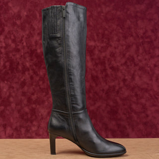 Aquatalia Women Delin Black Leather Dress Fashion Pointy Toe Knee Boots sz 9
