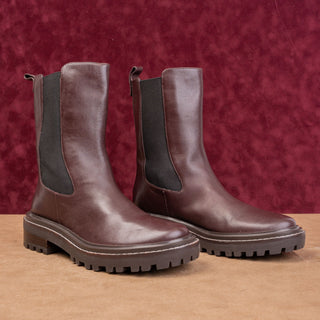 Tory Burch Women Benton Chelsea Fashion Burgundy Leather Lug Ankle Boots sz 8