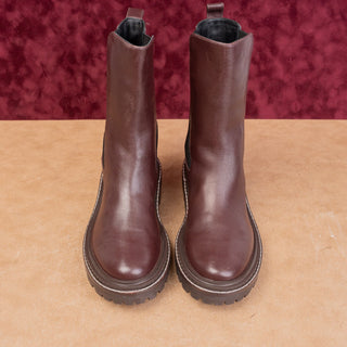Tory Burch Women Benton Chelsea Fashion Burgundy Leather Lug Ankle Boots sz 8