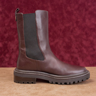 Tory Burch Women Benton Chelsea Fashion Burgundy Leather Lug Ankle Boots sz 8