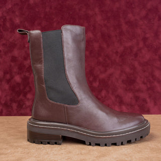 Tory Burch Women Benton Chelsea Fashion Burgundy Leather Lug Ankle Boots sz 8