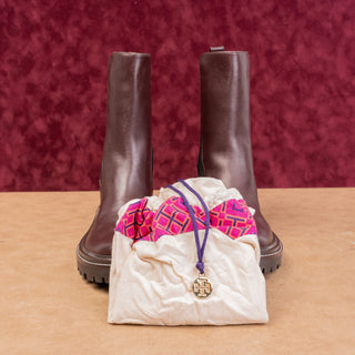 Tory Burch Women Benton Chelsea Fashion Burgundy Leather Lug Ankle Boots sz 8