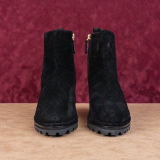Tory Burch Women Black Suede Zip Wedge Lug Sole Ankle Boots sz 10.5