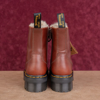 Dr Martens Unisex Jadon Faux Fur Lined Brown Leather Platform Combat Boots M8 W9