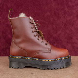 Dr Martens Unisex Jadon Faux Fur Lined Brown Leather Platform Combat Boots M8 W9