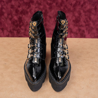 Jeffrey Campbell Wmn Party Stempunk Gothic Patent Leather Platform Boots 8.5