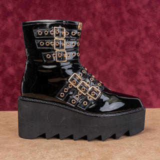 Jeffrey Campbell Wmn Party Stempunk Gothic Patent Leather Platform Boots 8.5