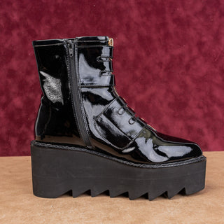 Jeffrey Campbell Wmn Party Stempunk Gothic Patent Leather Platform Boots 8.5