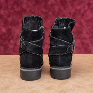 Blondo Women Vital Black Suede Waterproof Zip Waterproof Moto Ankle Boots sz 7.5