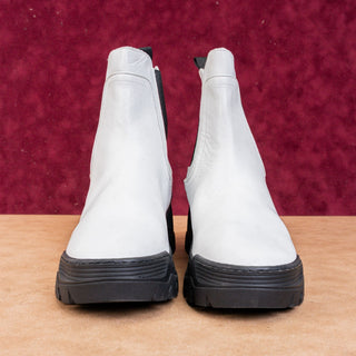 Great Brooklyn Women Hewes White Leather Chelsea Platform Boots Size 8