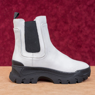 Great Brooklyn Women Hewes White Leather Chelsea Platform Boots Size 8