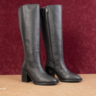Blondo Women Pen Black Leather Waterproof Zip Festival Party Square Boots sz 8