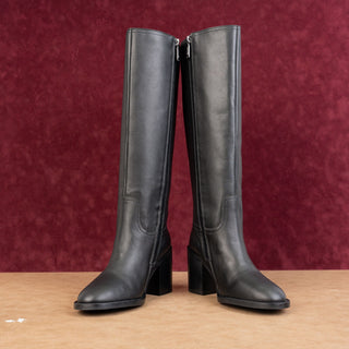 Blondo Women Pen Black Leather Waterproof Zip Festival Party Square Boots sz 8