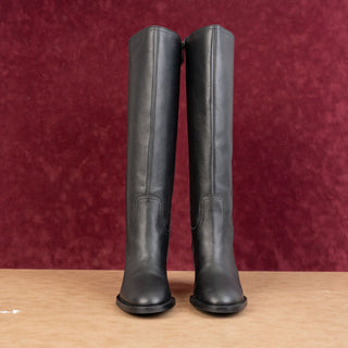 Blondo Women Pen Black Leather Waterproof Zip Festival Party Square Boots sz 8