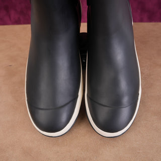 Tory Burch Womens Hurricaine Black & Beige waterproof Rubber Lug Chelsea Boots Sz 7