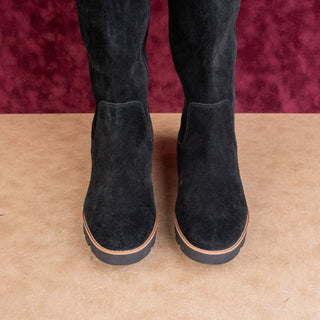 Vionic Women Gwen Black Suede Lug Sole Classic Riding Zip Boots sz 10US EUR41