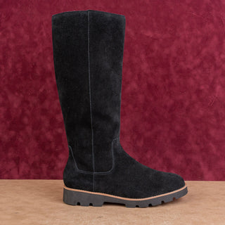 Vionic Women Gwen Black Suede Lug Sole Classic Riding Zip Boots sz 10US EUR41