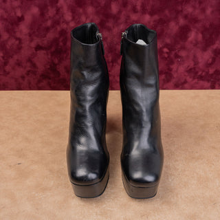 Prada Wmn Black Leather Zip Platform Party Fashion Festival Boots 8US EUR38.5