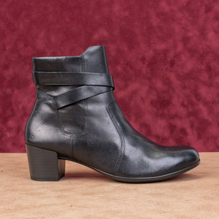 Ecco Women Dress Classic Black Leather Buckle Zip Ankle Boots sz 8-8.5US EUR39