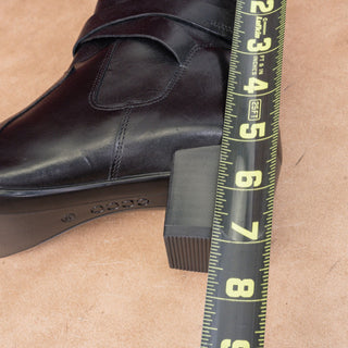 Ecco Women Dress Classic Black Leather Buckle Zip Ankle Boots sz 8-8.5US EUR39