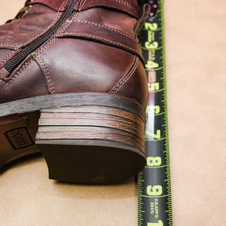 Taos Women Crave Brown Suede Buckle Zip Lug Combat Boots 11-11.5US EUR42