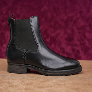 Frye Women Melissa Double Black Leather Lug Sole Chelsea Boots Size 5.5