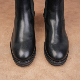 Frye Women Melissa Double Black Leather Lug Sole Chelsea Boots Size 5.5