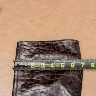 Stuart Weitzman Women Vintage Y2K Croc Print Brown Leather Zip Knee Boots sz 8