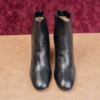 Bernardo Studio Women Black Leather Stack Heel Round Toe Zip Ankle Boots sz 10