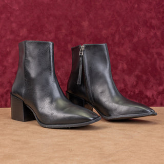 Ali Macgraw Women Rhonda Black Leather Square Toe Dressy Boots sz 9