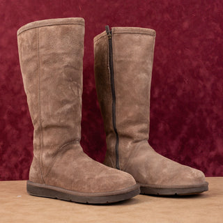UGG Women Knightsbridge Taupe Suede Sheepskin Lined Tall Knee Boots sz 7