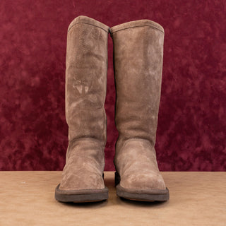 UGG Women Knightsbridge Taupe Suede Sheepskin Lined Tall Knee Boots sz 7
