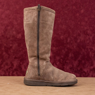 UGG Women Knightsbridge Taupe Suede Sheepskin Lined Tall Knee Boots sz 7
