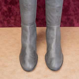 Eileen Fisher Women Destry Grey Leather Stretch Fashion Knee Boots sz 8