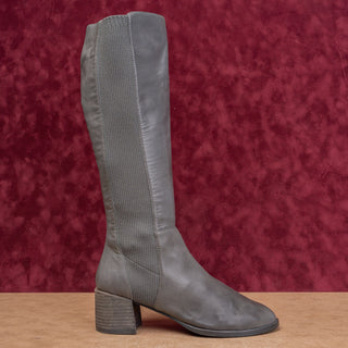 Eileen Fisher Women Destry Grey Leather Stretch Fashion Knee Boots sz 8
