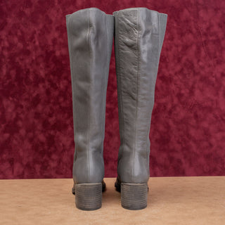 Eileen Fisher Women Destry Grey Leather Stretch Fashion Knee Boots sz 8