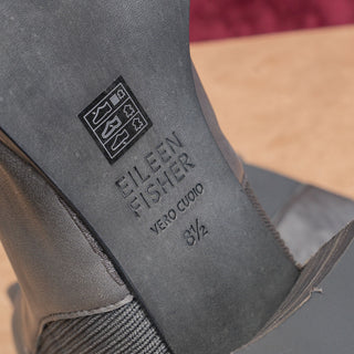 Eileen Fisher Women Destry Grey Leather Stretch Fashion Knee Boots sz 8