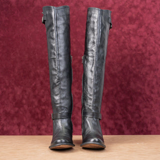 Steve Madden Women Vintage Retro 90s Black Leather Moto OTK Boots sz 7.5