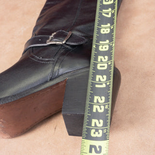 Steve Madden Women Vintage Retro 90s Black Leather Moto OTK Boots sz 7.5