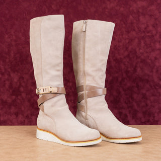 Cole Haan Women Gerina Retro Vintage Y2K Tan Suede Waterproof Wedge Boots sz 8