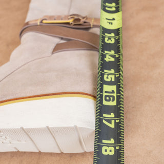 Cole Haan Women Gerina Retro Vintage Y2K Tan Suede Waterproof Wedge Boots sz 8