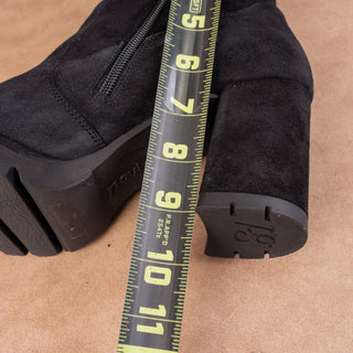Paul Green Women Half Dressy Office Black Suede Bootie Boots 10US 7.5 AUS