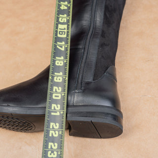 Cole Haan Women Chase Fashion Zip Party Black Leather Stretch OTK Boots sz 6